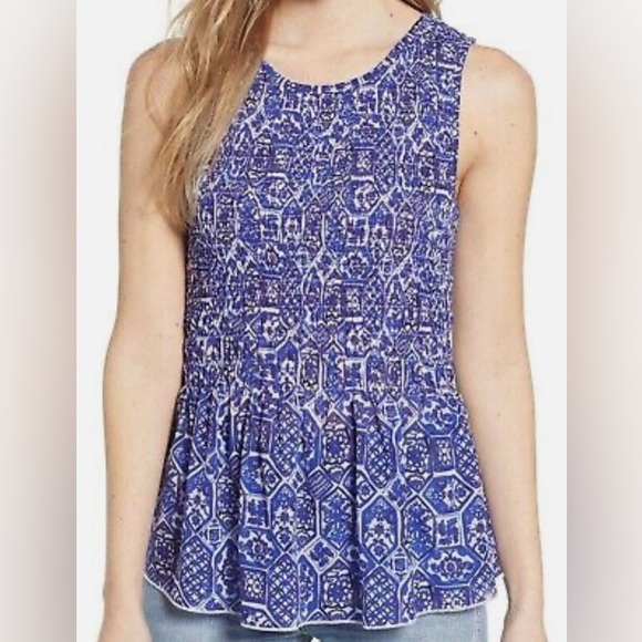 Hinge Purple Smocked Peplum Top size XS - Picture 1 of 8